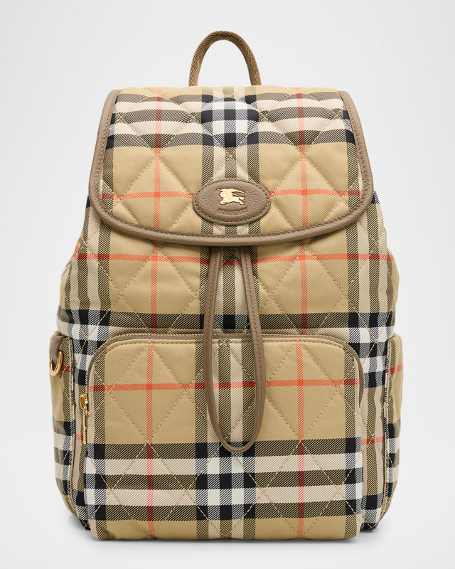 Horseshoe Quilted Check Nylon Backpack